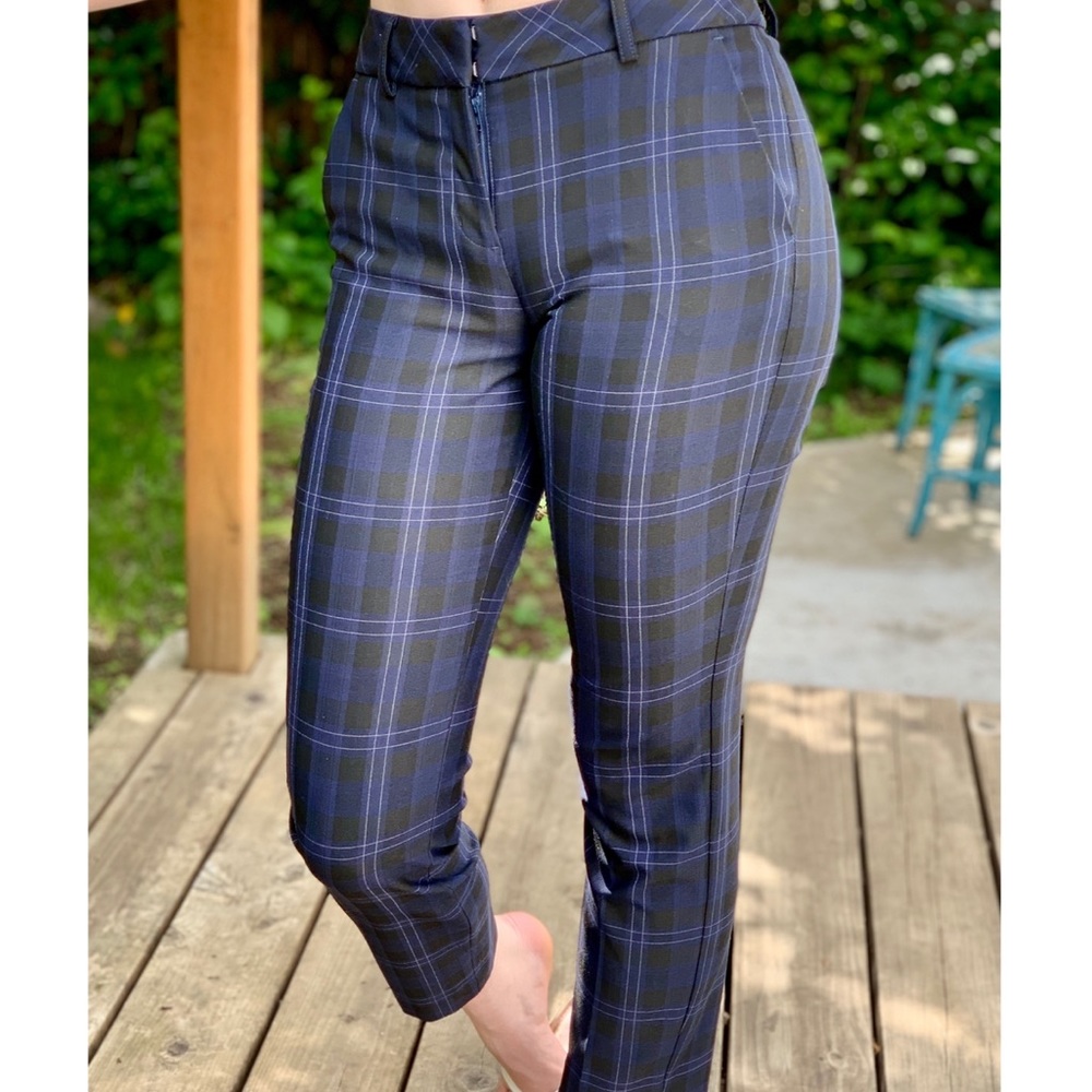 Navy Blue Plaid Pants